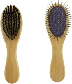 Merkloos Nobleza Dierenborstel - Hondenborstel - Kattenborstel - Tweezijdig - Dubbelzijdig - Hout - Maat L -Hond Benodigdheden 1021x1200