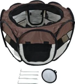 Dailyibed Opvouwbare Puppyren - Bruin - 115x115x58 Cm - Incl. Draagtas - Incl. Voederbak -Hond Benodigdheden 1075x1200 3