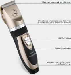 LifeGoods Hondentondeuse - Voor Katten En Honden - Complete Set - 5 Standen - Draadloos - Oplaadbaar - Goud/Zwart -Hond Benodigdheden 1131x1200