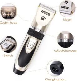 Nobleza B78 - Dieren Tondeuse Set - 4 Opzetkammen - Voor Huisdieren Katten & Honden - Draadloos -Hond Benodigdheden 1141x1200