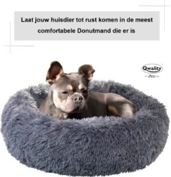 Hondenmand Donut – 70 Cm - Honden Mand – Pluche – Fluffy – Extra Zacht - Kattenmand - Hondenkussen – Kattenkussen – Bed - Wasbaar Met Rits – Hondenmanden – Rond – Bank – Grijs - Qwality -Hond Benodigdheden 1161x1200 1