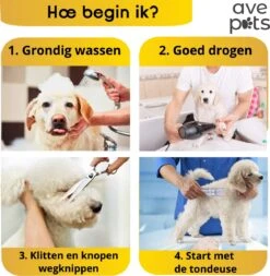 AVE Pets® Volledige Hondentondeuse Set Met Display - Draadloos Tondeuse - Scheerapparaat Voor Je Hond Of Kat - Huisdier Trimmer - Dierentondeuse - Dieren Verzorging -Hond Benodigdheden 1171x1200