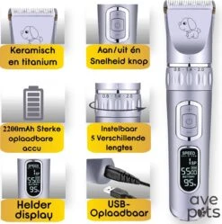 AVE Pets® Volledige Hondentondeuse Set Met Display - Draadloos Tondeuse - Scheerapparaat Voor Je Hond Of Kat - Huisdier Trimmer - Dierentondeuse - Dieren Verzorging -Hond Benodigdheden 1189x1200