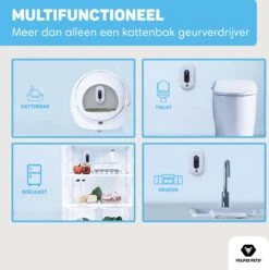 Vulpes Pets® Kattenbak Geurverdrijver PRO - Ozon En Negatieve Ionen Functie - Infraroodsensor - Oplaadbaar - Geurverwijderaar - Air Eliminator - Wit -Hond Benodigdheden 1195x1200 11