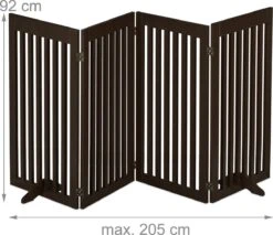 Relaxdays Veiligheidshekje Hout - 92 Cm Hoog - Kinderhek - Hondenhek - Inklapbaar - Bruin - 4 Panelen -Hond Benodigdheden 1200x1035