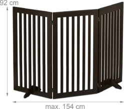 Relaxdays Veiligheidshekje Hout - 92 Cm Hoog - Hondenhek - Inklapbaar - Bruin - 3 Panelen -Hond Benodigdheden 1200x1052