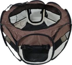 Dailyibed Opvouwbare Puppyren - Bruin - 115x115x58 Cm - Incl. Draagtas - Incl. Voederbak -Hond Benodigdheden 1200x1075