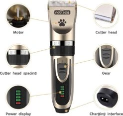 Nobleza Dieren Tondeuse Set - 4 Opzetkammen - Draadloos - Voor Huisdieren Katten & Honden -Hond Benodigdheden 1200x1133