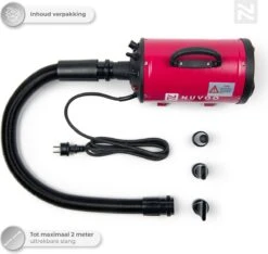 Nuvoo Professionele Hondenföhn / Waterblazer / Hondenborstel Met 3 Opzetstukken - Verstelbare Vermogen Tot 2200W - Warme / Koude Stand - Rood -Hond Benodigdheden 1200x1136 1