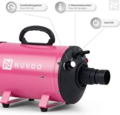 Nuvoo Professionele Hondenföhn / Waterblazer / Hondenborstel Met 3 Opzetstukken - Verstelbare Vermogen Tot 2200W - Warme / Koude Stand - Roze 11 Nuvoo Professionele Hondenföhn / Waterblazer / Hondenborstel Met 3 Opzetstukken - Verstelbare Vermogen Tot 2200W - Warme / Koude Stand - Roze -Hond Benodigdheden 1200x1140 2