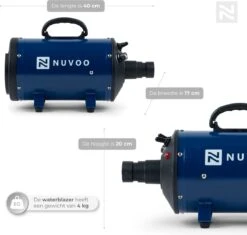 Nuvoo Professionele Hondenföhn / Waterblazer / Hondenborstel Met 3 Opzetstukken - Verstelbare Vermogen Tot 2200W - Warme / Koude Stand - Blauw -Hond Benodigdheden 1200x1140 4