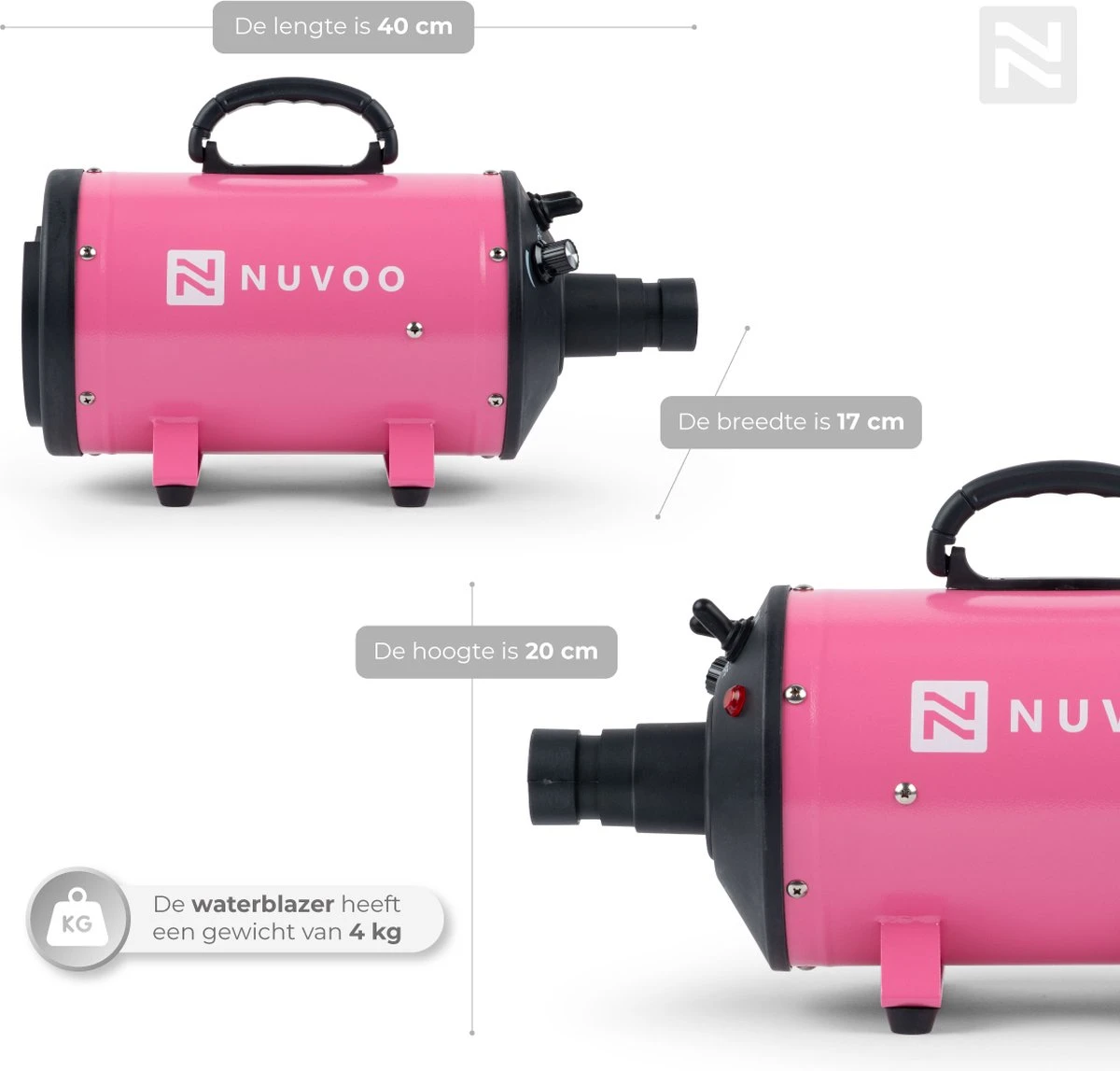 Nuvoo Professionele Hondenföhn / Waterblazer / Hondenborstel Met 3 Opzetstukken - Verstelbare Vermogen Tot 2200W - Warme / Koude Stand - Roze 2 Nuvoo Professionele Hondenföhn / Waterblazer / Hondenborstel Met 3 Opzetstukken - Verstelbare Vermogen Tot 2200W - Warme / Koude Stand - Roze - Afbeelding 2