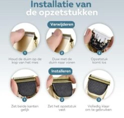 BYER Professionele Dieren Tondeuse Set - Voor Huisdieren Katten & Honden - Draadloos - Oplaadbare Pet Trimmer - Dog Tondeuze Clipper - 5 Standen & Vier Opzetkammen - Low Noise -Hond Benodigdheden 1200x1148 4