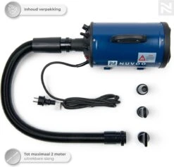 Nuvoo Professionele Hondenföhn / Waterblazer / Hondenborstel Met 3 Opzetstukken - Verstelbare Vermogen Tot 2200W - Warme / Koude Stand - Blauw -Hond Benodigdheden 1200x1153 8