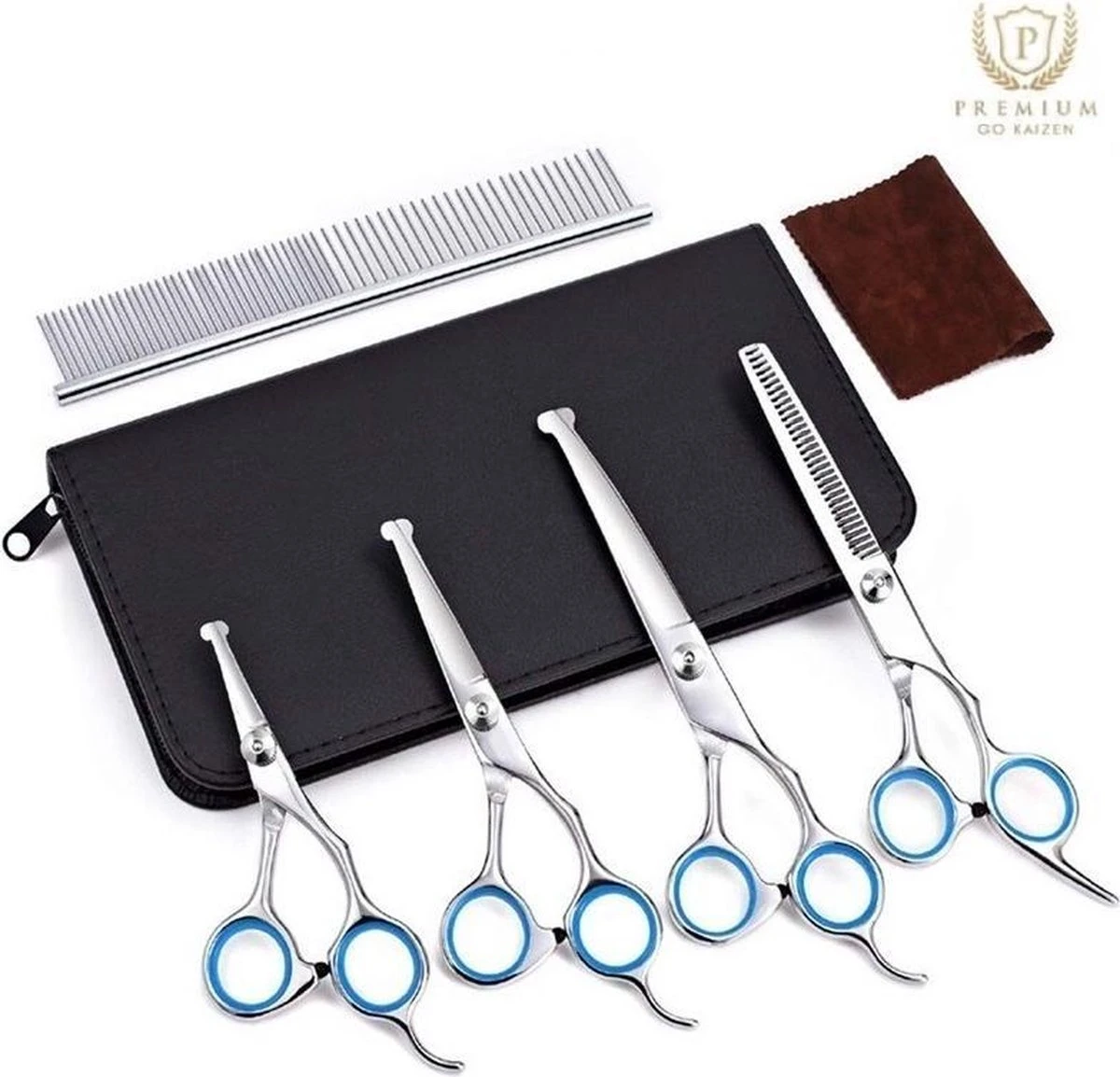 Professionele Hondenscharen Set - Extra Veilige Grooming Set - Trimscharen Voor Honden - Knipschaar - Effileerschaar / Uitdunschaar - Gebogen Schaar Met Ronde Punt - Precisieschaar - Hondenverzorging - Inclusief Kam, 2 Haarclips En Luxe Opbergdoos 1 Professionele Hondenscharen Set - Extra Veilige Grooming Set - Trimscharen Voor Honden - Knipschaar - Effileerschaar / Uitdunschaar - Gebogen Schaar Met Ronde Punt - Precisieschaar - Hondenverzorging - Inclusief Kam, 2 Haarclips En Luxe Opbergdoos