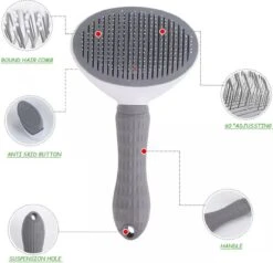 Lorell Pet Company Kattenborstel/Hondenborstel - Borstel Voor Langharig/kortharig -Hondenhaar En Kattenhaar Verwijderaar - Grijs -Hond Benodigdheden 1200x1155