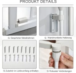 PawHut Afschermhek Voor Honden Veiligheidshek Hondenhek 3 Elementen Kunststof Wit D06-100V01 -Hond Benodigdheden 1200x1156 6
