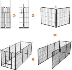 Hoppa! Hondenhekje - Puppyren - 160x160 Cm - 8 Delen Van 80 X 60 Cm - Vierkant, Rechthoek Of Achthoek Naar Keuze - Zwart -Hond Benodigdheden 1200x1163 12