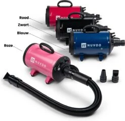 Nuvoo Professionele Hondenföhn / Waterblazer / Hondenborstel Met 3 Opzetstukken - Verstelbare Vermogen Tot 2200W - Warme / Koude Stand - Blauw -Hond Benodigdheden 1200x1164 1