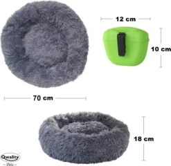 Hondenmand Donut – 70 Cm - Honden Mand – Pluche – Fluffy – Extra Zacht - Kattenmand - Hondenkussen – Kattenkussen – Bed - Wasbaar Met Rits – Hondenmanden – Rond – Bank – Grijs - Qwality -Hond Benodigdheden 1200x1164 3