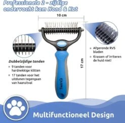 TwinQ Vachtverzorgingsset Hond/kat - Professionele 2-zijdige Ondervacht Kam - Klittenkam Voor Honden En Katten - Verwijderd Klitten En Voorkomt Haaruitval - Incl. Vlooienkam En Tandenborstel -Hond Benodigdheden 1200x1178 4