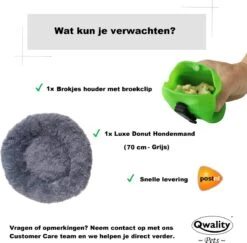 Hondenmand Donut – 70 Cm - Honden Mand – Pluche – Fluffy – Extra Zacht - Kattenmand - Hondenkussen – Kattenkussen – Bed - Wasbaar Met Rits – Hondenmanden – Rond – Bank – Grijs - Qwality -Hond Benodigdheden 1200x1181 5