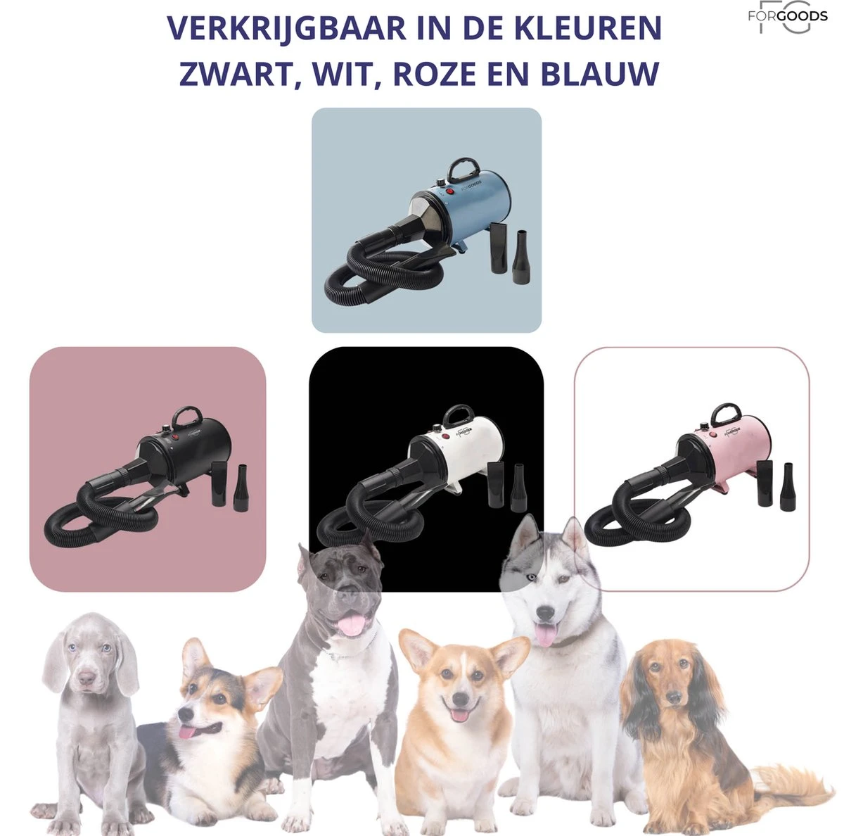 Forgoods Professionele Hondenfohn - Waterblazer Voor Honden - Hondenfohn Met 4 Opzetstukken - 2800W Verstelbaar Vermogen - Roze 4 Forgoods Professionele Hondenfohn - Waterblazer Voor Honden - Hondenfohn Met 4 Opzetstukken - 2800W Verstelbaar Vermogen - Roze - Afbeelding 4