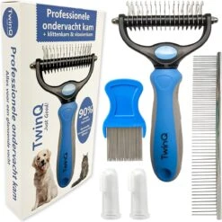 TwinQ Vachtverzorgingsset Hond/kat - Professionele 2-zijdige Ondervacht Kam - Klittenkam Voor Honden En Katten - Verwijderd Klitten En Voorkomt Haaruitval - Incl. Vlooienkam En Tandenborstel -Hond Benodigdheden 1200x1198 10