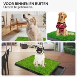 Merkloos Hondentoilet Kunstgras Met Bak - Indoor Dierentoilet - Uitneembare Opvangbak - Puppy Training Pets - Outdoor/Balkon/Tuin/Indoor Toilet - 50x64 Cm -Hond Benodigdheden 1200x1200 1107