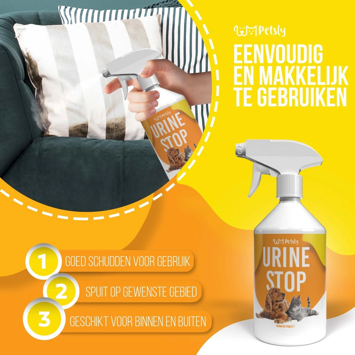 Petsly Urine Stop Spray - Dierentoilet - Voor Zindelijkheid Training, Puppytraining. Voorkomt Markeren - 500ml 6 Petsly Urine Stop Spray - Dierentoilet - Voor Zindelijkheid Training, Puppytraining. Voorkomt Markeren - 500ml - Afbeelding 6