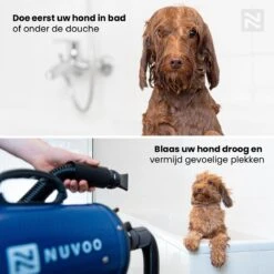Nuvoo Professionele Hondenföhn / Waterblazer / Hondenborstel Met 3 Opzetstukken - Verstelbare Vermogen Tot 2200W - Warme / Koude Stand - Rood -Hond Benodigdheden 1200x1200 181