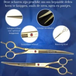 Scharenset Hond - 8-Delige Scharenset - Hondenschaar - Trimset - Trimschaar Voor Honden - Huisdier Knipset - Effileerschaar Hond - Goud -Hond Benodigdheden 1200x1200 293