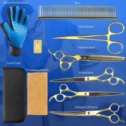 Scharenset Hond - 8-Delige Scharenset - Hondenschaar - Trimset - Trimschaar Voor Honden - Huisdier Knipset - Effileerschaar Hond - Goud -Hond Benodigdheden 1200x1200 294