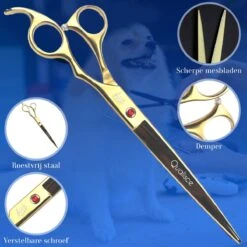 Scharenset Hond - 8-Delige Scharenset - Hondenschaar - Trimset - Trimschaar Voor Honden - Huisdier Knipset - Effileerschaar Hond - Goud -Hond Benodigdheden 1200x1200 296