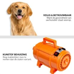Krachtige Hondenföhn/ Waterblazer Met Draaiknop Om Overtollig Water En Stof Snel Uit De Vacht Te Blazen | Verstelbare Vermogen Standen (500W Tot 2200W) En Verstelbare Temperatuur - Type B Oranje -Hond Benodigdheden 1200x1200 302