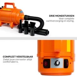 Krachtige Hondenföhn/ Waterblazer Met Draaiknop Om Overtollig Water En Stof Snel Uit De Vacht Te Blazen | Verstelbare Vermogen Standen (500W Tot 2200W) En Verstelbare Temperatuur - Type B Oranje -Hond Benodigdheden 1200x1200 303