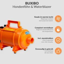 Krachtige Hondenföhn/ Waterblazer Met Draaiknop Om Overtollig Water En Stof Snel Uit De Vacht Te Blazen | Verstelbare Vermogen Standen (500W Tot 2200W) En Verstelbare Temperatuur - Type B Oranje -Hond Benodigdheden 1200x1200 304