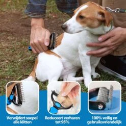 Woodoro 2-Zijdige Kattenkam Voor Ondervacht - Voorkomt Haaruitval - Verwijdert Klitten -Hond Benodigdheden 1200x1200 381