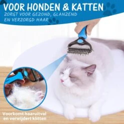 Woodoro 2-Zijdige Kattenkam Voor Ondervacht - Voorkomt Haaruitval - Verwijdert Klitten -Hond Benodigdheden 1200x1200 382