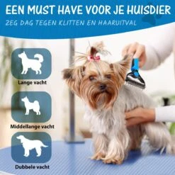 Hoogwaardige 2-Zijdige Hondenkam Hondenborstel Borstel Hond Klittenkam - Ondervacht Kam - Honden Borstel - Honden Kam - Hondenborstel Langharig - Hondenborstel Kortharig - Verwijdert Klitten - Voorkomt Verharing - Blauw - Woodoro -Hond Benodigdheden 1200x1200 409