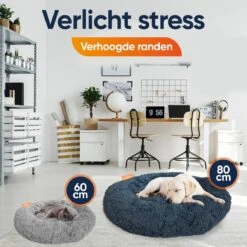 Happysnoots Hondenmand Met Rits - 80cm - Hondenbed - Donut Dog Bed - Fluffy - Grijs - Wasbaar -Hond Benodigdheden 1200x1200 579