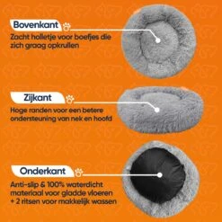 Happysnoots Hondenmand Met Rits - 80cm - Hondenbed - Donut Dog Bed - Fluffy - Grijs - Wasbaar -Hond Benodigdheden 1200x1200 584