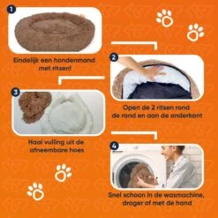Happysnoots Hondenmand Met Rits - 80cm - Hondenbed - Donut Dog Bed - Fluffy - Grijs - Wasbaar -Hond Benodigdheden 1200x1200 586