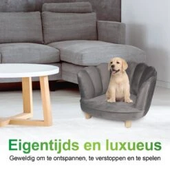 Maxxpro Katten- En Hondenstoel - Grijs - Verhoogd Met Houten Poten - Fluweel Materiaal - 61.5 X 52 X 33 CM - Huisdieren Tot 80 KG -Hond Benodigdheden 1200x1200 753