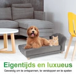Maxxpro Katten- En Hondenbank - Grijs - Verhoogd Met Houten Poten - Fluweel Materiaal - 90 X 44 X 34 Cm - Huisdieren Tot 80 KG -Hond Benodigdheden 1200x1200 776
