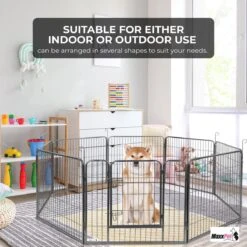 MaxxPet Puppyren - Hondenbench - Hondenren- Puppyren Met 8 Kennelpanelen - Staal -80 X 100 Cm Ø 210 Cm -Hond Benodigdheden 1200x1200 880