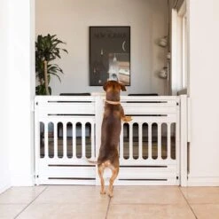 Iris Ohyama Huisdier Bariere PBR-600 - Kunststof - Wit/Beige - Uitschuifbaar -Hond Benodigdheden 1200x1200 904