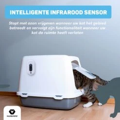 Vulpes Pets® Kattenbak Geurverdrijver PRO - Ozon En Negatieve Ionen Functie - Infraroodsensor - Oplaadbaar - Geurverwijderaar - Air Eliminator - Wit -Hond Benodigdheden 1200x1200 993