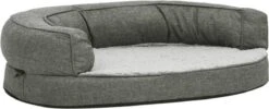VidaXL Hondenbed Ergonomisch Linnen-look 75x53 Cm Fleece Grijs -Hond Benodigdheden 1200x484 1