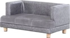 PawHut Hondenbank Huisdierbank Hondenbed Hondenmat Woonkamer PU-leer Kort Pluche Grijs D04-135 -Hond Benodigdheden 1200x651